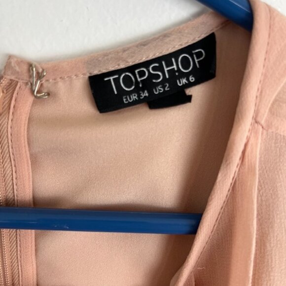 Topshop Pink Pleated Sleeveless Aline Dress - Picture 5 of 9